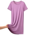 thumbnail image 1 of Plus Size Women's Nightgowns & Sleepshirts Casual Home Leisure Short Sleeve Crewneck Night Dress Sleepwear Dark Purple 7XL, 1 of 8