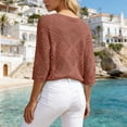 thumbnail image 1 of Plus Size Women's Openwork Knit Sweater Top, V-Neck Batwing Sleeve Loose Crochet Blouse, Casual Lightweight Summer Cover-Up, 8 Colors, Sizes S-5XL, 1 of 5