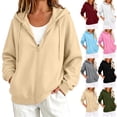 thumbnail image 1 of Plus Size Women's Oversized Long Sleeve Hooded Half Zip Up Sweatshirt Jacket Hoodie With Pockets Comfy Soft Casual Daily Wear | CSEONE,Sky Blue 3XL, 1 of 9