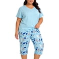thumbnail image 1 of Plus Size Pajamas, PUTUO Womens Pajama Sets, Plus Size Short Sleeve V Neck Capri Pants Pajama Sets, Soft Ladies Pajamas Sleepwear Loungewear, 1 of 7