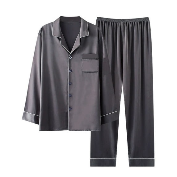 Plus Size Women's Pajama Set Long Sleeve Button-Down Top & Lounge Pants with Pockets Comfort Sleepwear Under $10