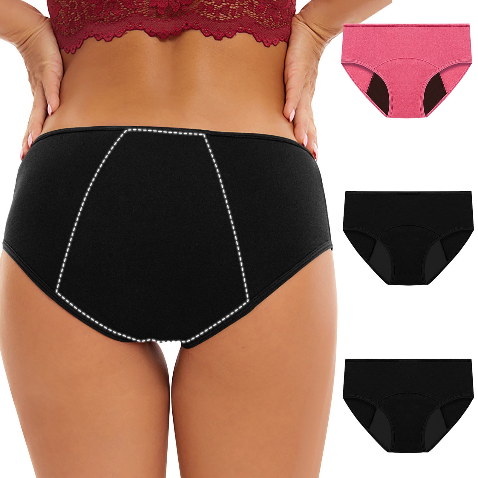 Plus Size Women s Period Underwear 3 Pack Leak Proof Incontinence Menstrual Period Panties Comfort Butt Lifting Panty