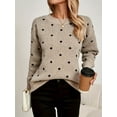 thumbnail image 1 of Plus Size Women's Polka Dot Sweater Long Sleeve Crew Neck Knit Pullover, 1 of 6