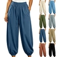 thumbnail image 1 of Plus Size Women's Polyester High Waist Loose Jogger Pants, Breathable Cuffed Ankle Side Pocket Trousers, Relaxed Loungewear Bottoms for Travel Daily Errands | TruHer,Red 2XL, 1 of 7