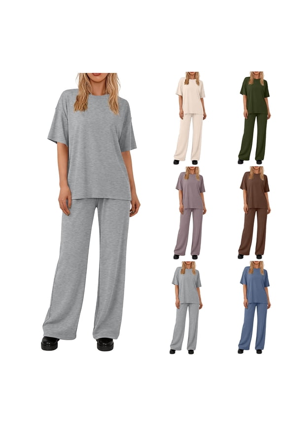Plus Size Women's Polyester Spandex Elastic Waist Long Straight Pants, Mid Elastic Waist Pull On Dress Pants, Comfortable Stretchy Solid Trousers, Casual Business Lounge Office