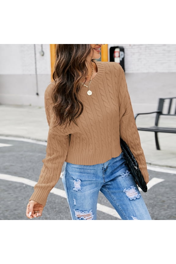 Plus Size Women's Pullover Sweater Comfortable Solid Long Length Round Neck Top