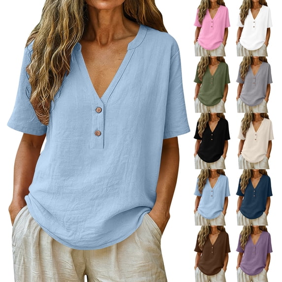 Plus Size Women's Relaxed Fit V Neck Short Sleeve Solid Pullover Top Comfy Breathable Soft Casual Daily Wear Weekend Outfits | CSEONE,Coffee 2XL
