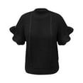 thumbnail image 1 of Plus Size Women's Ruffled Knit Crop Top Short Sleeve Round Neck Pullover Sweater Casual Comfortable Blouse Tunic, 1 of 2