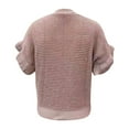 thumbnail image 1 of Plus Size Women's Ruffled Knit Crop Top Short Sleeve Round Neck Pullover Sweater Casual Comfortable Blouse Tunic, 1 of 2