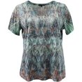 thumbnail image 1 of Plus Size Women's Short Sleeve Burnout V Neck Rhinestone Blouse Tee T-Shirt Fashion Top Green 3X (16.045), 1 of 4