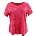 thumbnail image 1 of Plus Size Women's Short Sleeve Foil Design Blouse Cotton Tee T-Shirt Fashion Top Paradise Pink 2X (16.048-2), 1 of 3