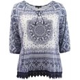 thumbnail image 1 of Plus Size Women's Short Sleeve Rhinestones Lace Blouse Tee T-Shirt Fashion Top Navy 0X (16.012), 1 of 4