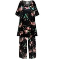 thumbnail image 1 of Plus Size Women’s Short Sleeve Sleepwear with Long Pants Soft Loungewear Rosalinda Floral Print Pajama Set Extra Tall Large, 1 of 2