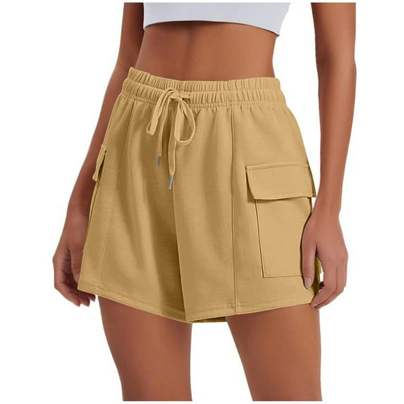 Plus Size Women's Shorts Pants Solid Pants Drawstring Waist Athletic Gym Shorts With Pocket Casual Daily Wear Office Summer Vacation S-XXL Homewear