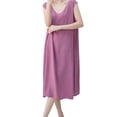 thumbnail image 1 of Plus Size Women's Sleeveless Nightgown Casual Loose Round Neck Long Sleepwear Soft Comfy Nightdress ,Pinky,One Size, 1 of 5
