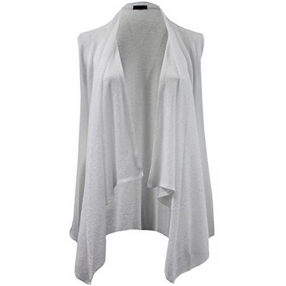 Plus Size Women's Sleeveless Open Front Cardigan Knit Vest Top Sweater White 1X (16.033)