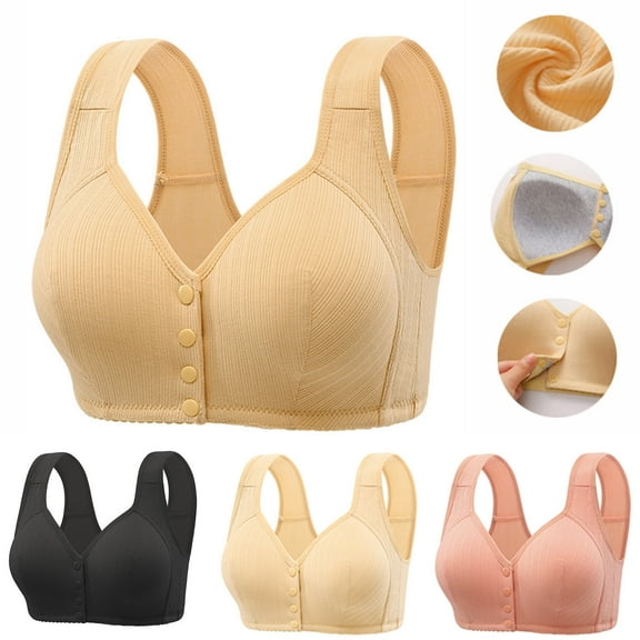 Plus Size Women's Solid Color Bra Wide Shoulder Straps Breathable Sleeveless Activewear for Running Yoga Sleep #Beige,40/90