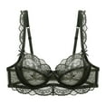 thumbnail image 1 of Plus Size Women's Solid Color Lace Bra, Thin Sponge Gathered Underwear for Sexy Occasions, Comfortable and Stylish Design #Green,L, 1 of 4