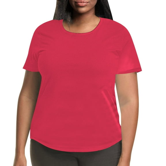 Plus Size Women's Solid Color Short Sleeve Crew Neck T Shirt Comfortable And Stylish Top For Everyday Wear