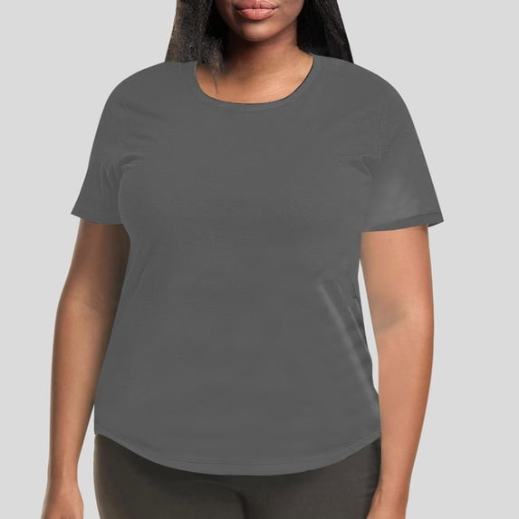 Plus Size Women's Solid Color Short Sleeve Crew Neck T Shirt Comfortable And Stylish Top For Everyday Wear Tops for Women Tops 3 4 Sleeve Fashion Tops for Women The plus Size Women Tops Dressy Casual