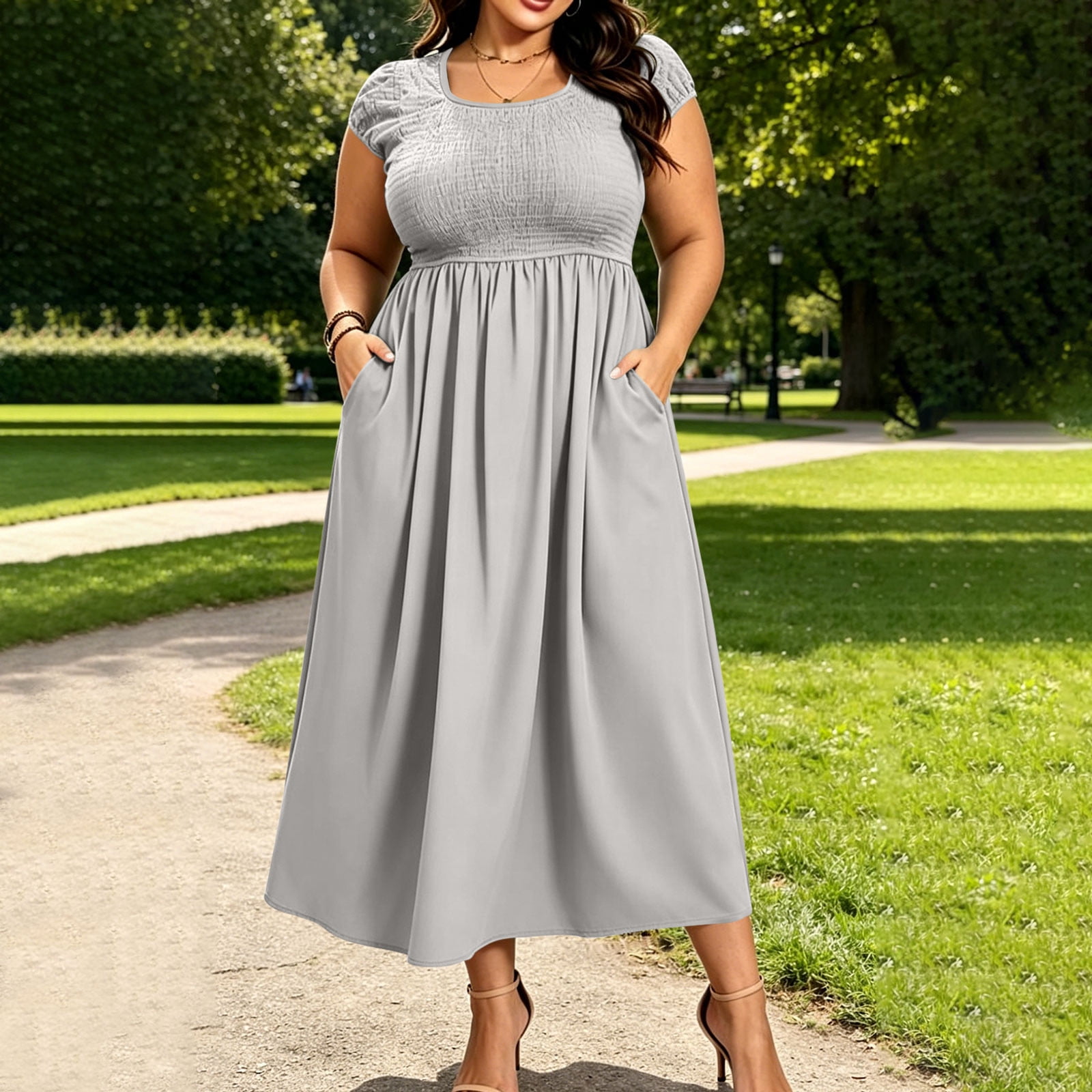 midi dress for fat women Megan Plus Size S/S Ribbed Midi Dress with Collar Cobalt Blue / 3X