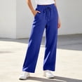 thumbnail image 1 of Women's Plus Size Straight Leg Sweatpants with Pockets Drawstring Loose Fit Casual Pants, Dark Blue-M, 1 of 6