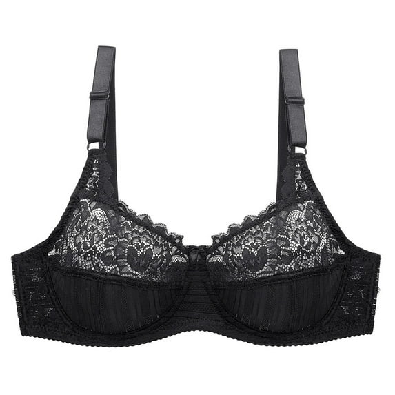 Plus Size Women's Striped Breathable Adjustable Underwire Bra Comfortable Support Everyday Wear