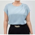 thumbnail image 1 of Plus-Size Women's Summer Dressy Casual Short Sleeve Shirts Crewneck Business Office Work Blouse Tops, 1 of 6