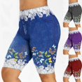 thumbnail image 1 of Plus Size Women's Summer Fashion Denim Leggings Butterfly Printed Fitted Leggings Capris Pants, 1 of 2
