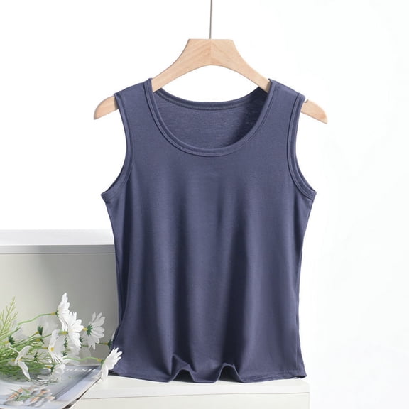 Plus Size Women's Summer Solid Color Round Neck Sleeveless Comfortable Loose Fit Cotton Tank Top