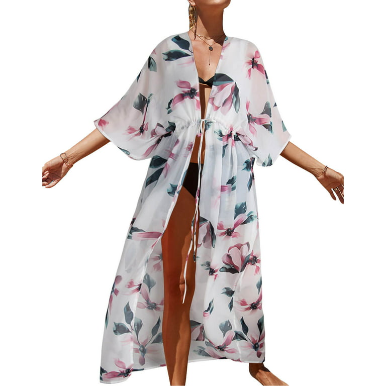 Women's Summer Swimsuit Cover Ups Tie Dye Print Open Front Beach Wear  Bikini Bathing Suit Cover Up Plus Size Kimono Kaftan Dress Alsol Lamesa