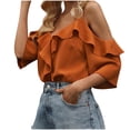 thumbnail image 1 of Plus Size Women's Summer Tank Tops Solid Color Camisole Off Shoulder Short Sleeved V-Neck Pullover Fashionable Top Blouses Tshirts, 1 of 3