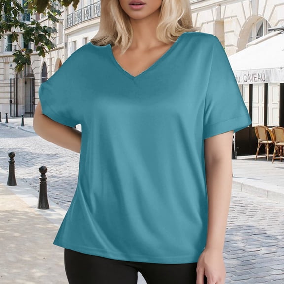 Plus Size Women's T Shirt Solid Color V Neck Sleeve Summer Casual Shirt T Shirt Long Sleeve Compression Women Handstand Shirt Long Sleeve Athletic Wear Tops for Women Shirts Long Sleeved T Shirt Women