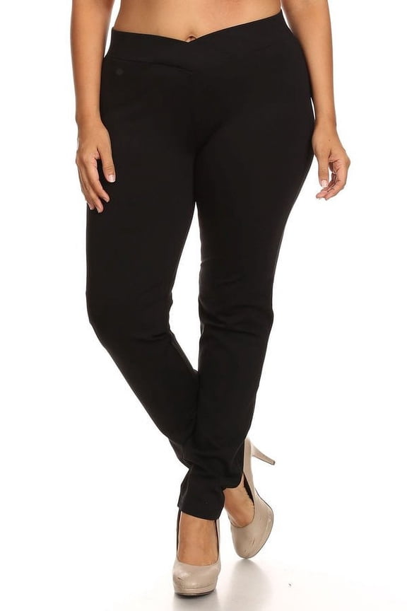Plus Size Women's Trendy Style Banded High Waist Slim Fit Solid Pants