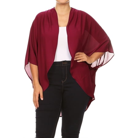 Plus Size Women's Trendy Style Open Front Loose Fit Cardigan