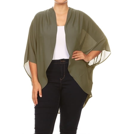 Plus Size Women's Trendy Style Open Front Loose Fit Cardigan