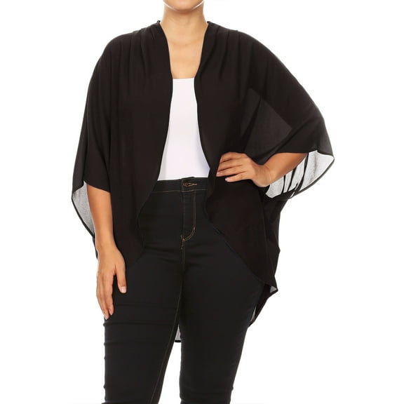 Plus Size Women's Trendy Style Open Front Loose Fit Cardigan