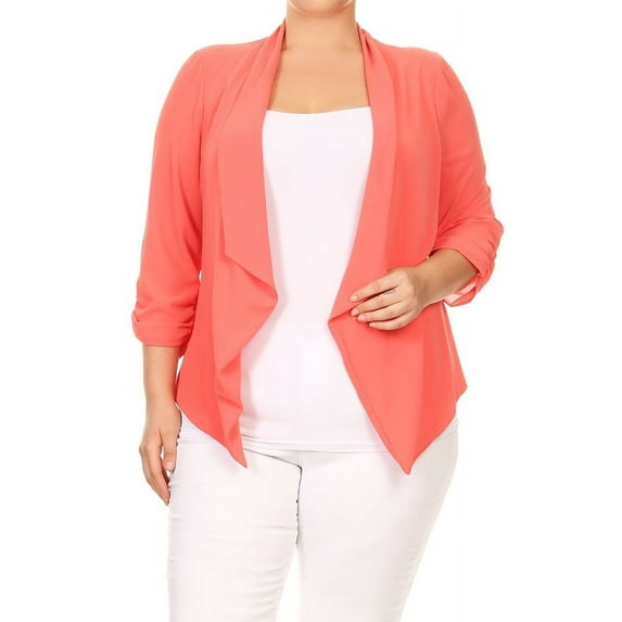 Plus Size Women's Trendy Style Open Front Solid Cardigan