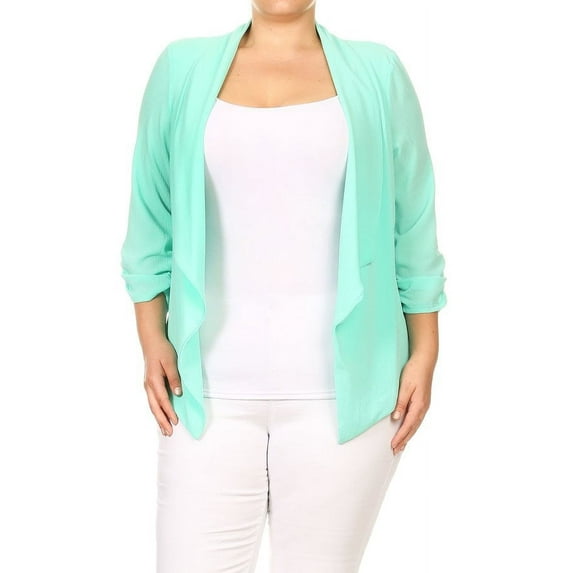 Plus Size Women's Trendy Style Open Front Solid Cardigan