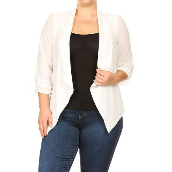 Plus Size Women's Trendy Style Open Front Solid Cardigan