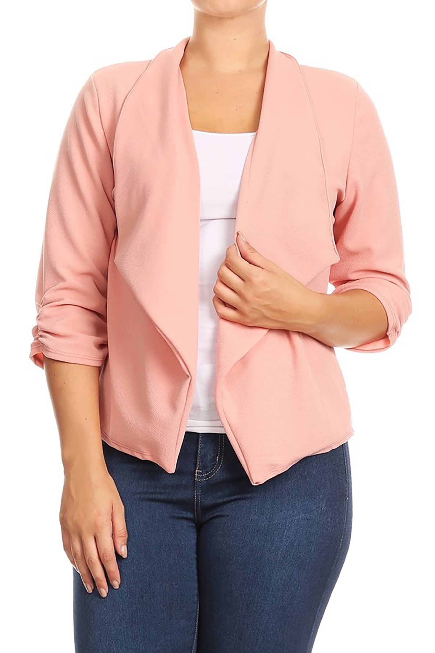 Plus Size Women's Trendy Style Open Front Solid Jacket