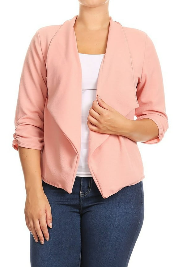 Plus Size Women's Trendy Style Open Front Solid Jacket