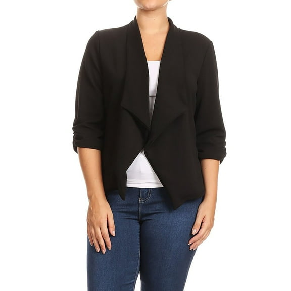 Plus Size Women's Trendy Style Open Front Solid Jacket