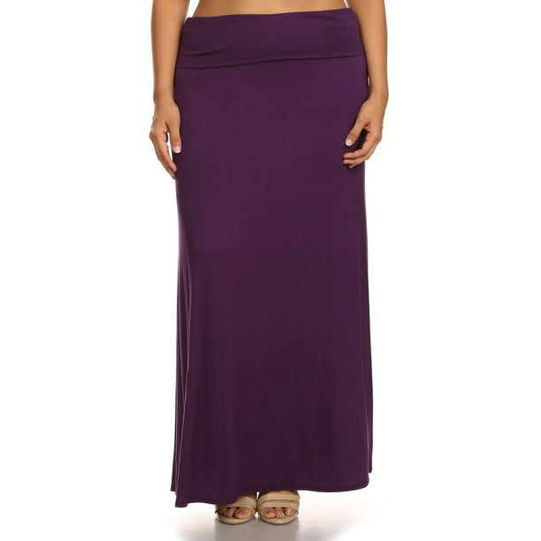Plus Size Women's Trendy Style Solid Maxi Skirt - Walmart.com