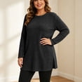 thumbnail image 1 of Plus Size Women's Tunic Tops Ribbed Knit Crewneck Long Sleeve Side Split Fall Soft Brushed Stretchy Relaxed Sweater XL-5XL, 1 of 7