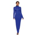 thumbnail image 1 of Plus Size Women's Turtleneck Velvet Maxi Dress Long Sleeve Casual Wide Shoulder Pad Ruched High Neck Bodycon Dresses, 1 of 5