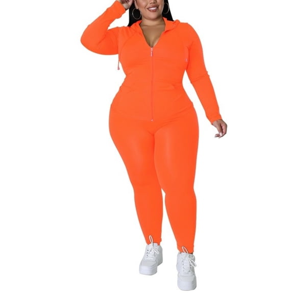 Plus Size Women’s Two Piece Outfit Solid Color Long Sleeve Top and Pants Casual Matching Set Relaxed Fit Comfortable Everyday Wear