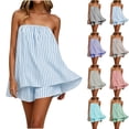 thumbnail image 1 of Plus Size Women's Two Piece Pajama Sets, Classic Allover Stripe Print & Lightweight Cut, Sleeveless Camisole Tops Matches Coordinating Striped Shorts Lounge | TruHer,Gray 2XL, 1 of 7