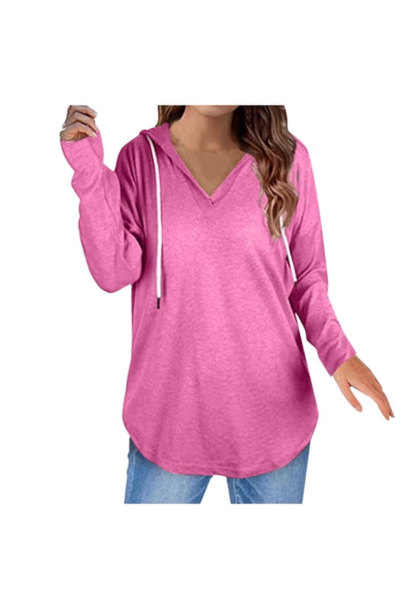 Plus Size Women's V Neck Hoodie Long Sleeve Fitness Top For Active | Comfort & Style Combined Overlapping Top Women Tunic Tee Shirts for Women Womens Fancy Tops plus Size Blouses for Women 3x plus
