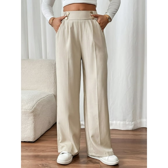 Plus Size Women's Work Casual & Elegant Solid Color Straight-leg Pants